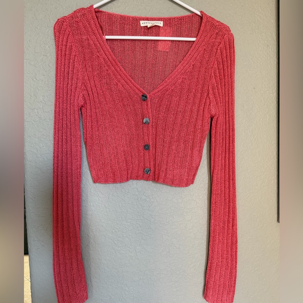 Aeropostale Ribbed V-Neck Cardigan